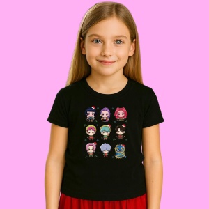 Tricou Huntrix K Pop Hunters Demon Set Capete Chibi Personaje Multiple, din bumbac 100%, tricou negru, Copii | Dama | Barbat - Img 2