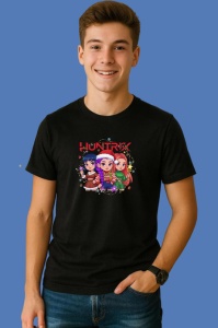 Tricou Huntrix K Pop Hunters Demon Trio Artwork Final, din bumbac 100%, tricou negru, Copii | Dama | Barbat