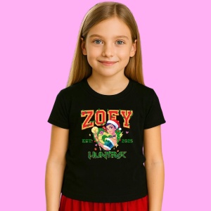 Tricou Huntrix K Pop Hunters Demon Zoey Character Design Festiv, din bumbac 100%, tricou negru, Copii | Dama | Barbat - Img 2