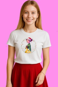 Tricou Huntrix K Pop Hunters Demon Zoey Portret Cerc Craciun Luminite, din bumbac 100%, tricou alb, Copii | Dama | Barbat