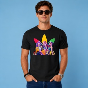 Tricou Huntrix K-Pop Style Urban Neon Purple Streetwear, din bumbac 100%, tricou negru, Copii | Dama | Barbat - Img 2