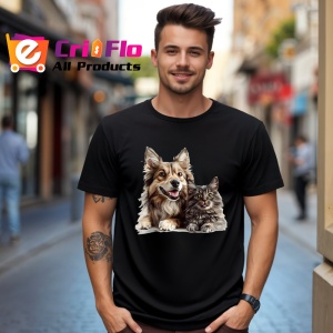 Tricou Husky Siberian si pisica gri legatura puternica Copii | Dama | Barbat Barbat - Img 18
