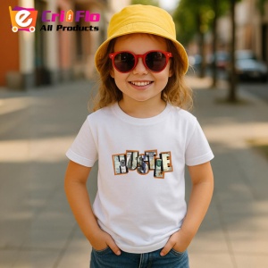 Tricou Hustle Bani Si Litere Design Urban, din bumbac 100% , tricou alb pentru Copii | Dama | Barbat - Img 5