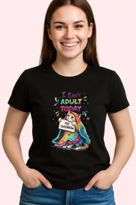 Tricou I Cant Adult Today Try Tomorrow, Copii | Dama | Barbat, culoare negru - Img 4