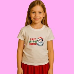 Tricou I Put Out For Santa Green Red Design, din bumbac 100%, tricou alb, Copii | Dama | Barbat - Img 1