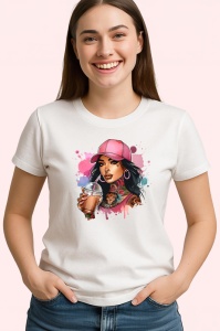 Tricou iced coffee girl brown hair, fata cafea rece cu par saten, Copii | Dama | Barbat