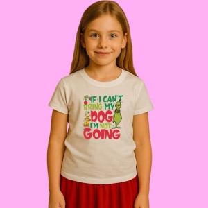Tricou If I Cant Bring My Dog Im Not Going Funny Grinch, din bumbac 100%, tricou alb, Copii | Dama | Barbat - Img 2