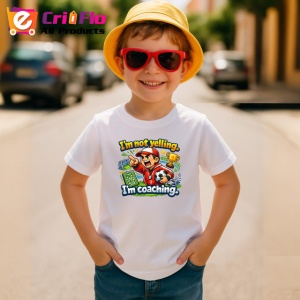 Tricou Im Not Yelling Im Coaching Antrenor Fotbal, din bumbac 100% , tricou alb pentru Copii | Dama | Barbat - Img 4