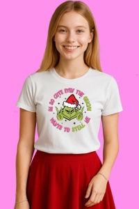 Tricou Im So Cute Even The Grinch Wants To Steal Me, din bumbac 100%, tricou alb, Copii | Dama | Barbat - Img 3