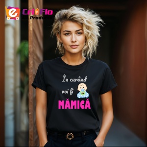 Tricou In Curand Voi Fi Mamica Baiat, din bumbac 100%, tricou negru, Dama | Barbat - Img 1