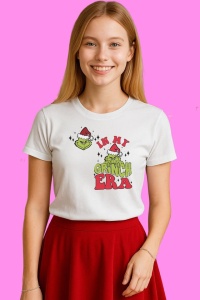 Tricou In My Grinch Era Santa Grinchmas Digital Cricut, din bumbac 100%, tricou alb, Copii | Dama | Barbat
