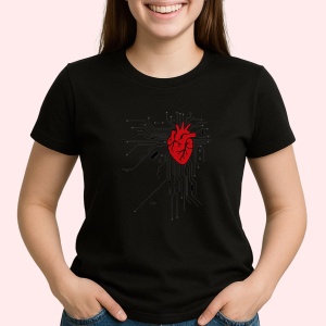 Tricou Inima integrata ca un procesor Negru, Copii | Dama | Barbat - Img 2