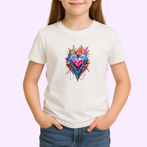 Tricou Inima Violet Cu Diamante Abstract, Copii | Dama | Barbat - Img 3