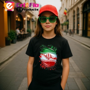 Tricou Iran Steag Splash Art, Copii | Dama | Barbat, culoare negru - Img 7