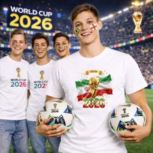 Tricou Iran World Cup 2026 Fifa V2, din bumbac 100%, tricou alb, Copii | Dama | Barbat - Img 7