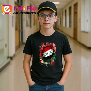 Tricou Iraq Steag Splash Art, Copii | Dama | Barbat, culoare negru - Img 9