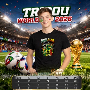 Tricou Ismaila Sarr Senegal World Cup Fifa 2026, din bumbac 100%, tricou negru, Copii | Dama | Barbat - Img 6