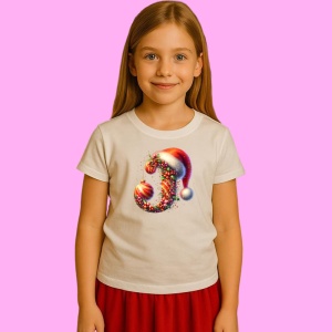 Tricou J Litere Alfabet Craciun Impodobite Cu Decoratiuni, din bumbac 100% Copii | Dama | Barbat - Img 2