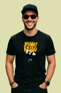 Tricou Johnny bravo baiatul cu muschi blond plin de incredere, Copii | Dama | Barbat , tricou negru