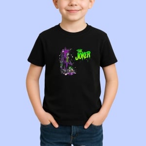 Tricou Joker minimal mov cu silueta estompata, Copii | Dama | Barbat , tricou negru - Img 2