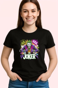 Tricou Joker zambet nebun cu vopsea, Copii | Dama | Barbat , tricou negru - Img 3