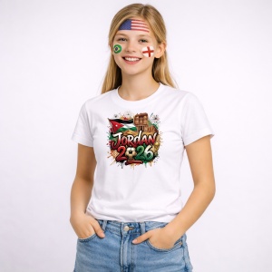 Tricou Jordan World Cup 2026 Fifa, din bumbac 100%, tricou alb, Copii | Dama | Barbat - Img 3