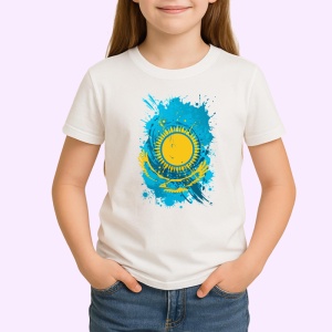 Tricou Kazakhstan Steag Splash Art, Copii | Dama | Barbat - Img 3