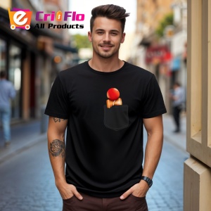 Tricou Kendama in buzunar design minimalist amuzant, din bumbac 100%, tricou negru pentru Copii | Dama | Barbat - Img 3
