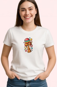 Tricou Kendama inghetata colorata stil pop art, din bumbac 100%, tricou alb, Copii | Dama | Barbat - Img 2