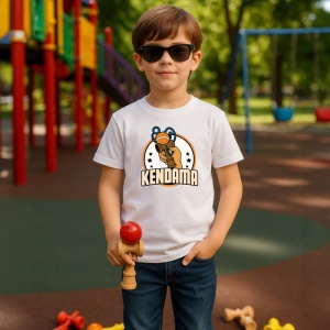 Tricou Kendama retro sport design cu mana si stele, din bumbac 100%, tricou alb, Copii | Dama | Barbat