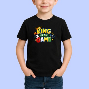 Tricou King Of The Game Minge Fotbal Coroana V1, din bumbac 100%, tricou negru Copii | Dama | Barbat - Img 2
