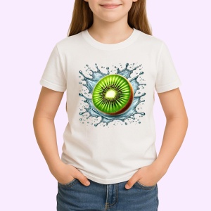 Tricou Kiwi proaspat si splash, Fructe, Copii | Dama