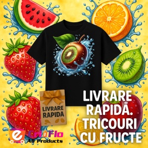 Tricou Kiwi si apa, Fructe, Copii | Dama, culoare negru - Img 12