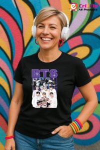 Tricou KPOP dama cu trupa formatia BTS 11 , music Coreean 178 - Img 3