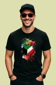 Tricou Kuwait Steag Splash Art, Copii | Dama | Barbat, culoare negru - Img 2