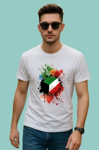 Tricou Kuwait Steag Splash Art, Copii | Dama | Barbat - Img 2
