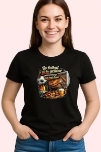 Tricou La Fotbal Si La Gratar Ma Pricep Cel Mai Bine, din bumbac 100%, tricou negru Dama | Barbat