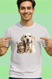 Tricou Labrador Retriever si pisica tabby prieteni adorabili Copii | Dama | Barbat Barbat - Img 2