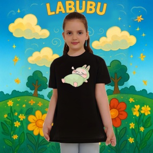 Tricou Labubu bebelus, Unisex Dama si Barbat | Copii, Culoare Negru - Img 8