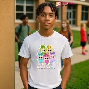 Tricou Labubu birthday roz, Unisex Dama si Barbat | Copii - Img 10