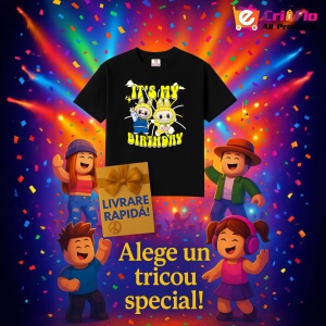 Tricou Labubu birthday yellow, Unisex Dama si Barbat | Copii, Culoare Negru - Img 11