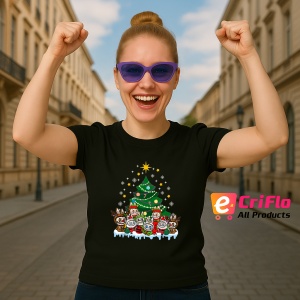 Tricou Labubu brad craciun, Unisex Dama si Barbat | Copii, Culoare Negru - Img 3