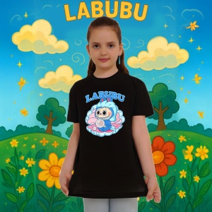 Tricou Labubu bubblegum, Unisex Dama si Barbat | Copii, Culoare Negru - Img 8
