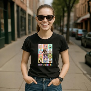 Tricou Labubu culori fete, Unisex Dama si Barbat | Copii, Culoare Negru - Img 5
