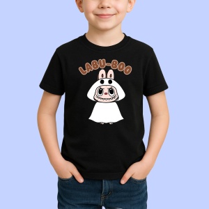 Tricou Labubu fantoma, Unisex Dama si Barbat | Copii, Culoare Negru - Img 2