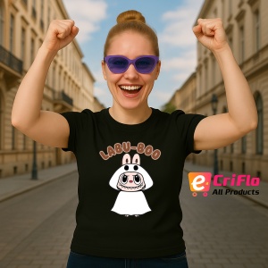 Tricou Labubu fantoma, Unisex Dama si Barbat | Copii, Culoare Negru - Img 3