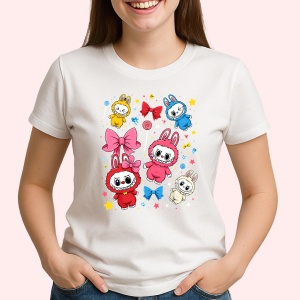 Tricou Labubu fete colorate, Unisex Dama si Barbat | Copii - Img 2