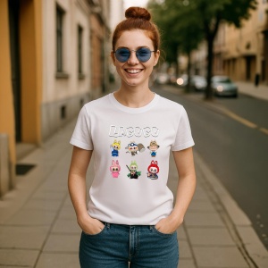Tricou Labubu font alb, Unisex Dama si Barbat | Copii - Img 8