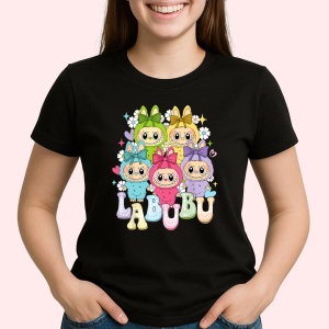 Tricou Labubu fundite Labubu, Unisex Dama si Barbat | Copii, Culoare Negru