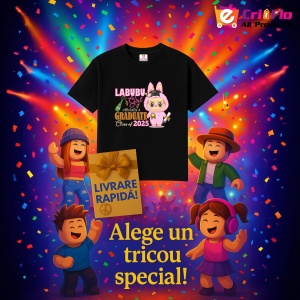 Tricou Labubu graduata roz 2025, Unisex Dama si Barbat | Copii, Culoare Negru - Img 11